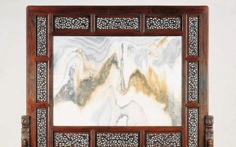 【拍坛过眼】明代黄花梨云石大座屏